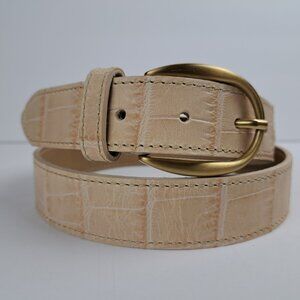 Berge Italian Embossed Tan Creme Belt Eurometal  Size M